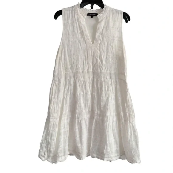 Gibsonlook White Sleeveless Decked Out Day V-Neck Midi Dress Size Medium - Picture 3 of 7